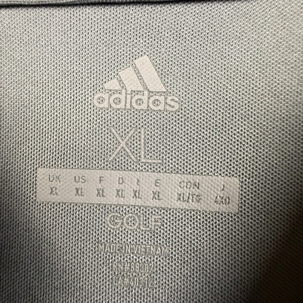 Adidas Golf Mens XL Grey Performance Polo Shirt Black Bull Logo CD3331 Short Slv